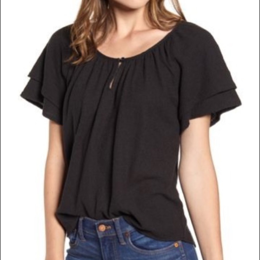Madewell Texture & Thread Tiered Sleeve Top
